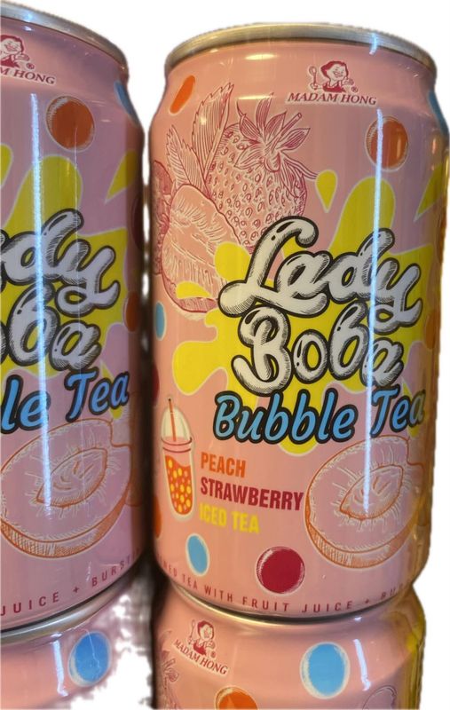 MADAM HONG Peach + Strawberry Bubble Tea 320ml.